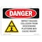 Signmission OSHA Danger Sign, 7" Height, 10" Width, Rigid Plastic, Impact Hazard Descending Platform, Landscape OS-DS-P-710-L-1768 - alternate 1